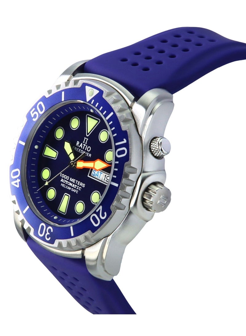 Ratio FreeDiver Version 02 Helium Safe 1000M Sapphire Automatic Blue Dial 1068HA90-34VA-BLU-V02 Men's Watch - Image 3
