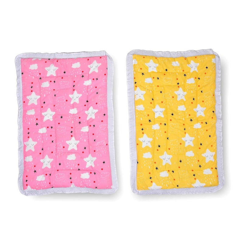 SmallBerry™ Newborn Baby Godadi Bedding Set with Mattress | Multi-Color & Design for Infants | Pack of 2 | Cozy Nursery Essentials for Your Precious Bundle of Joy (Yellow&Pink) - Image 2