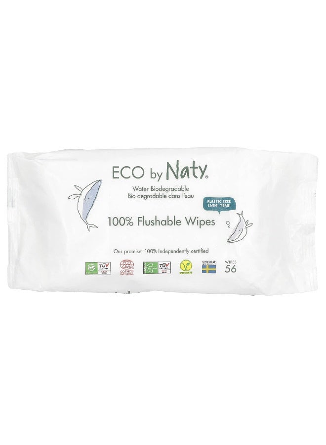Naty, 100% Flushable Wipes, Fragrance Free , 56 Wipes - Image 1