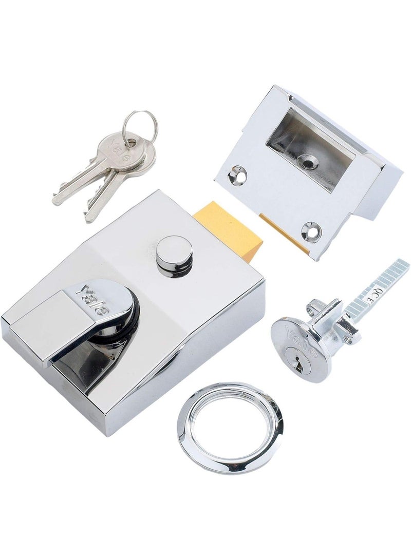 Yale P-89-CH-CH-60 Deadlocking Nightlatch, 60 mm Backset, Chrome Finish, High Security, with Automatic Deadlock - Image 1