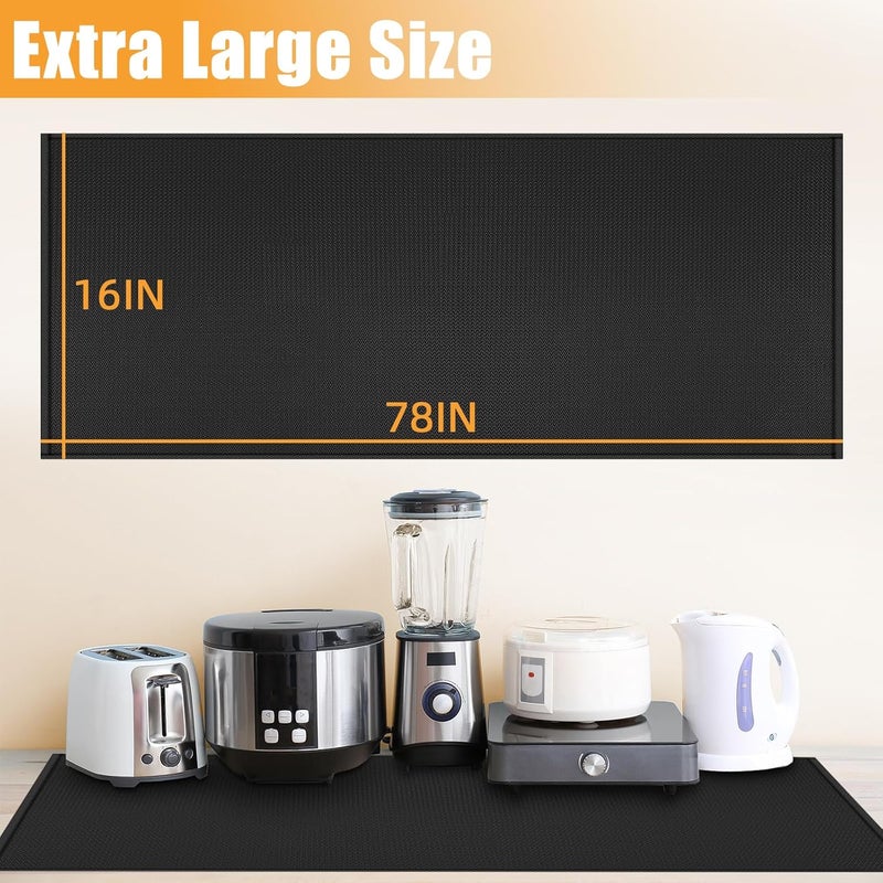 Amerbro Extra Large Heat Resistant Mat for Countertop, 16 x 78in Fireproof Silicone Mats for Kitchen Counter, Easy to Clean Countertop Protector Mat for Air Fryer, Coffee Maker, Toaster, Oven, Black - Image 3