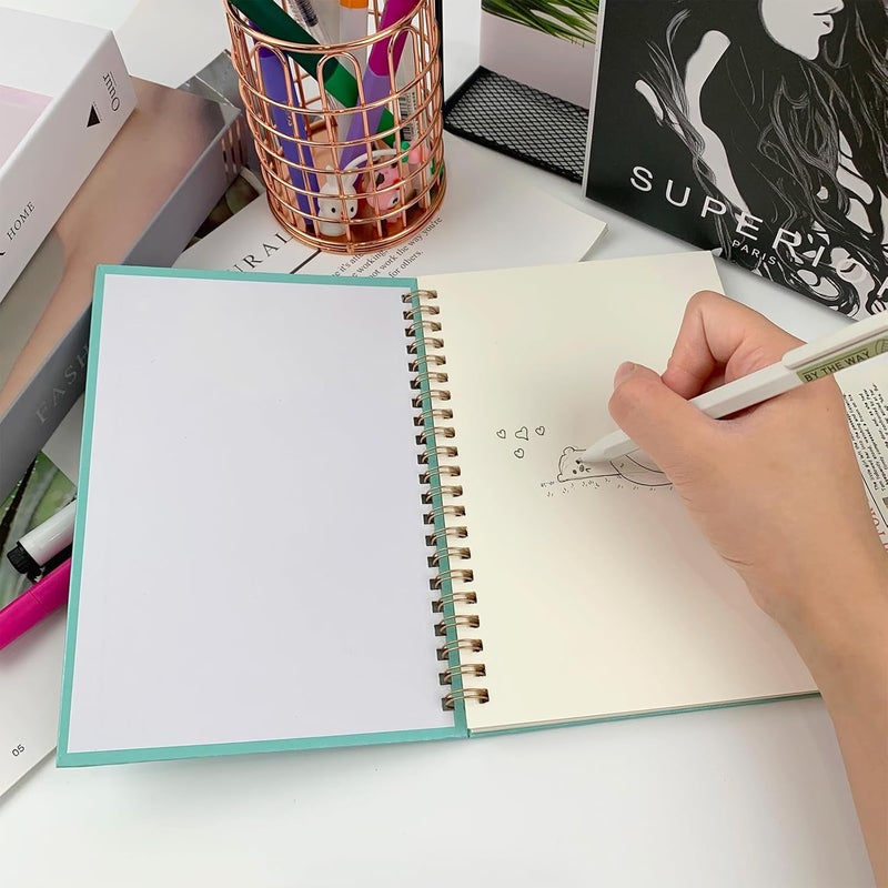 DSTELIN Sketch Coil Notebook Set 120 Pages 60 Sheets 2Pack with 1 Pink and 1 Green Hardcover 1150GSM Cardstock 75 x 51 Inches 100GSM Paper  - Image 4