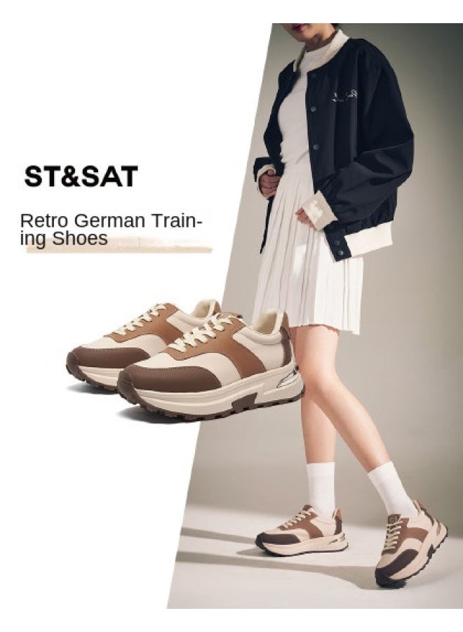 St&Sat 【maillard Color Palette】 ساترداي ربيع جديد أحذية تدريب نسائية، سنيكرز منصة، أحذية كاجوال بأسلوب رجعي للنساء - Image 1