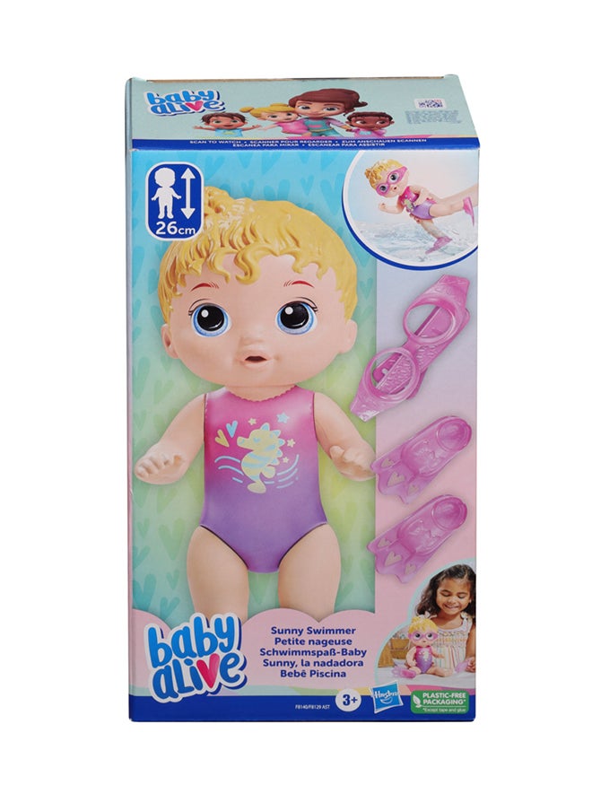 Baby Alive - Sunny Swimmer Doll, 10-Inch Water Baby Dolls for 3 Year Old Girls and Boys and Up, Baby Alive Doll, Blonde Hair - Image 1