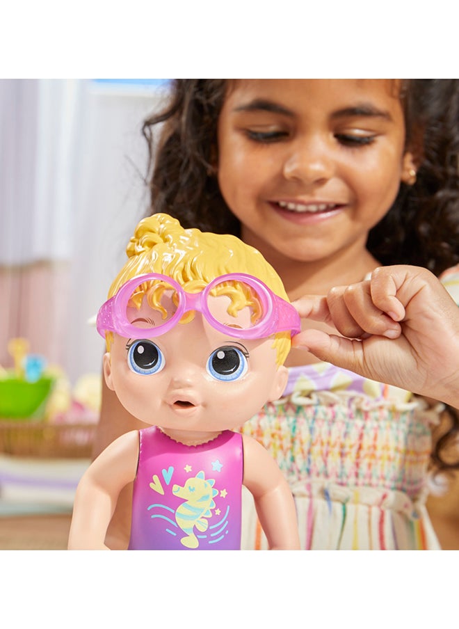 Baby Alive - Sunny Swimmer Doll, 10-Inch Water Baby Dolls for 3 Year Old Girls and Boys and Up, Baby Alive Doll, Blonde Hair - Image 1