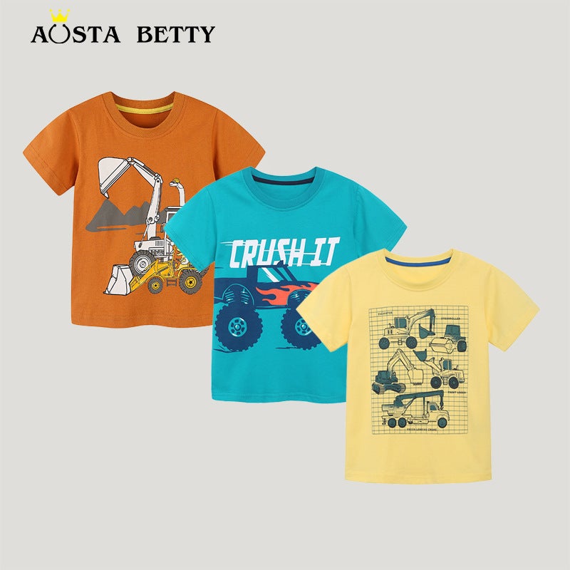 Boys T-Shirt Style Fashion Car Printed Short Sleeve Children'S T-Shirt Knitted Cotton Children'S Sweatshirt - Image 2