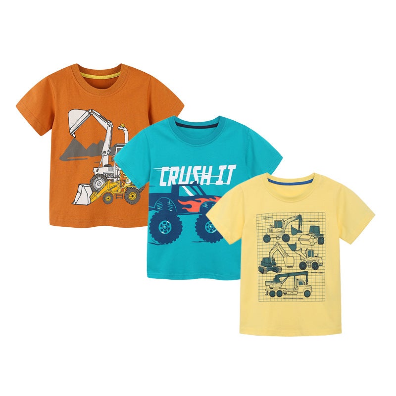 Boys T-Shirt Style Fashion Car Printed Short Sleeve Children'S T-Shirt Knitted Cotton Children'S Sweatshirt - Image 1