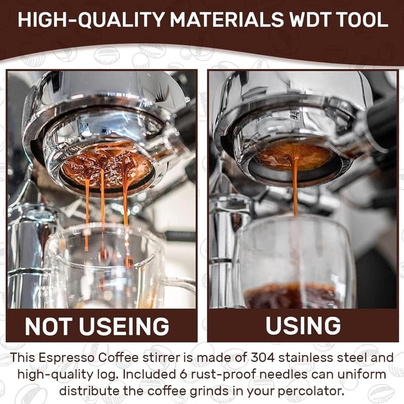 LINJIE Various color options Espresso Coffee Stirrer, Portable Espresso Coffee Needle, Anti-Caking Ground Coffee Stirring Tool, Coffee Distributor Hand Stirrer Tool for Home Kitchen Cafe(Aluminum 6 Pin, 1) User friendly optimized build - Image 3