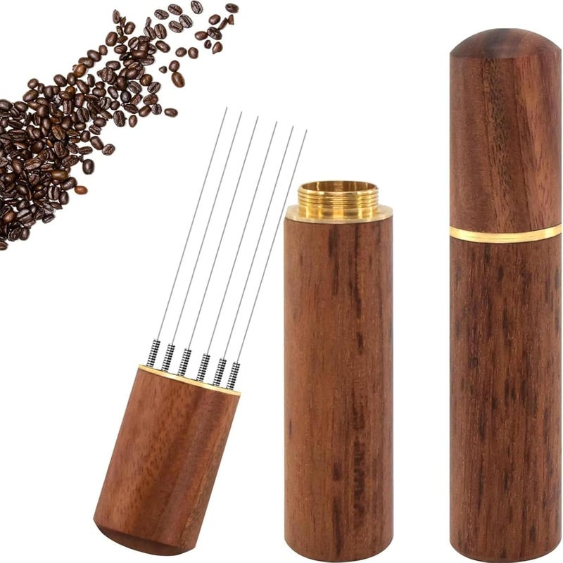 LINJIE Various color options Espresso Coffee Stirrer, Portable Espresso Coffee Needle, Anti-Caking Ground Coffee Stirring Tool, Coffee Distributor Hand Stirrer Tool for Home Kitchen Cafe(Aluminum 6 Pin, 1) User friendly optimized build - Image 1