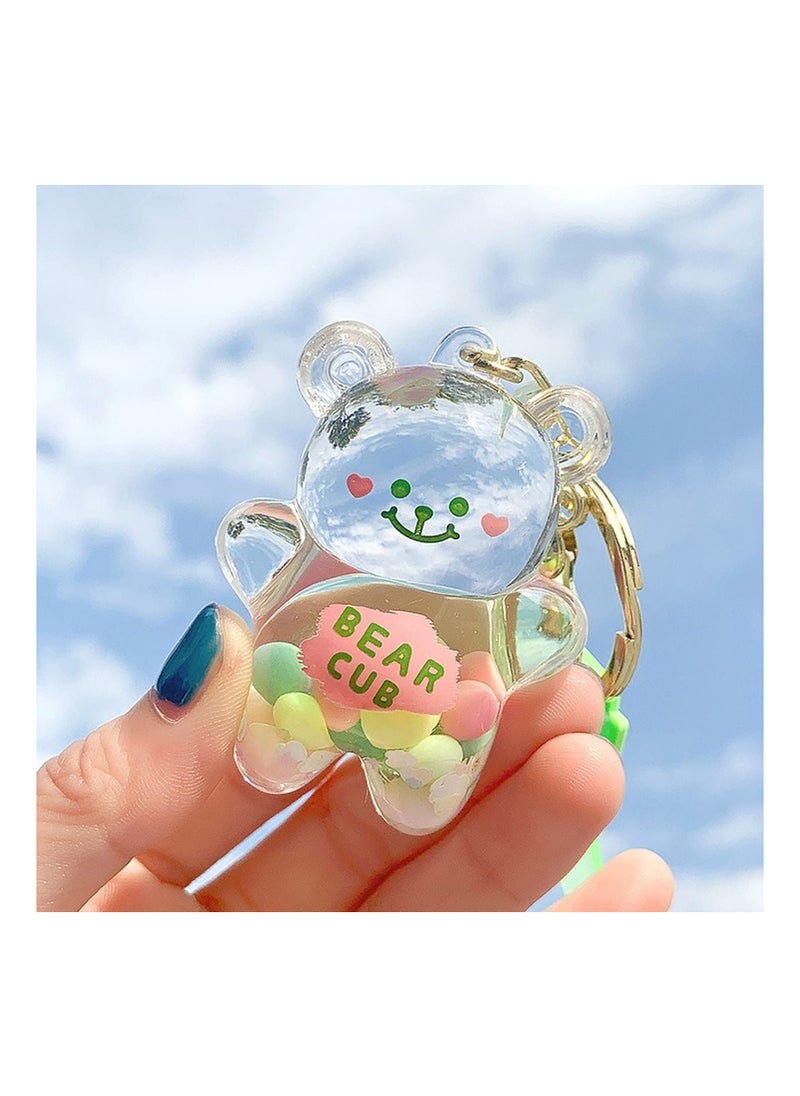 Generic - Kawaii Bear Liquid Floating Quicksand Keychain - Cute Bag Charm Wristlet Bracelet Key Ring for Women & Girls, Perfect Gift for Teens - Image 1