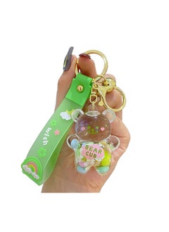 Kawaii Bear Liquid Floating Quicksand Keychain - Cute Bag Charm Wristlet Bracelet Key Ring for Women & Girls, Perfect Gift for Teens