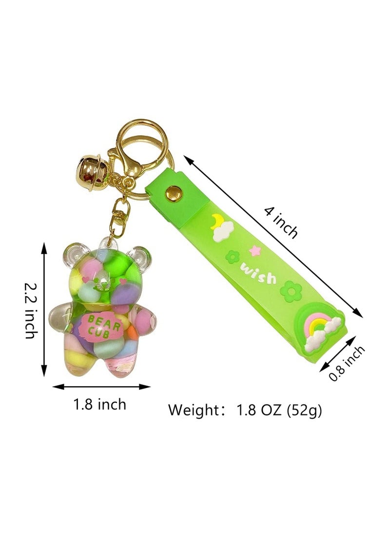 Generic - Kawaii Bear Liquid Floating Quicksand Keychain - Cute Bag Charm Wristlet Bracelet Key Ring for Women & Girls, Perfect Gift for Teens - Image 1