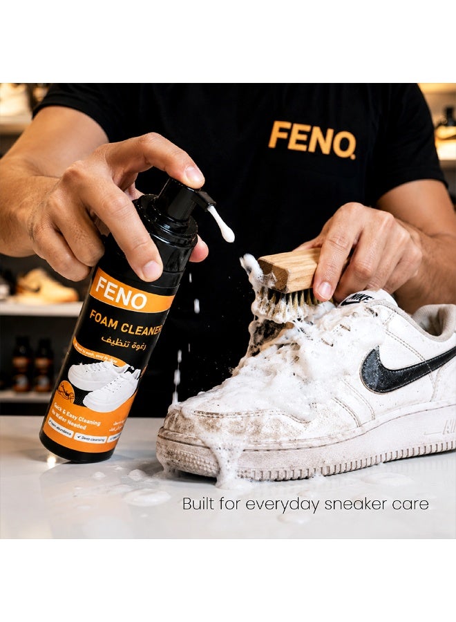 FENO Foam Cleaner 190ml, Shoe & Sneaker Cleaner Foam, Deep Cleaning Formula for Leather, Fabric & Sports Shoes, Quick Clean No Residue, Multi-Purpose Cleaner - Image 5