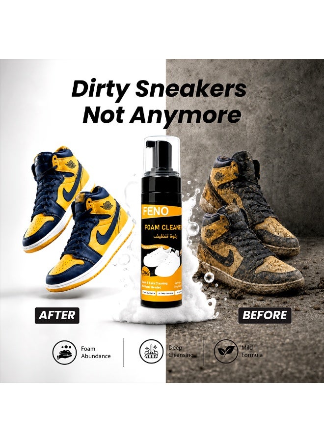 FENO Foam Cleaner 190ml, Shoe & Sneaker Cleaner Foam, Deep Cleaning Formula for Leather, Fabric & Sports Shoes, Quick Clean No Residue, Multi-Purpose Cleaner - Image 3