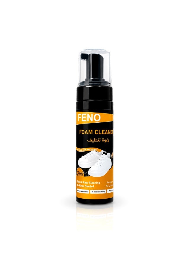 FENO Foam Cleaner 190ml, Shoe & Sneaker Cleaner Foam, Deep Cleaning Formula for Leather, Fabric & Sports Shoes, Quick Clean No Residue, Multi-Purpose Cleaner - Image 1