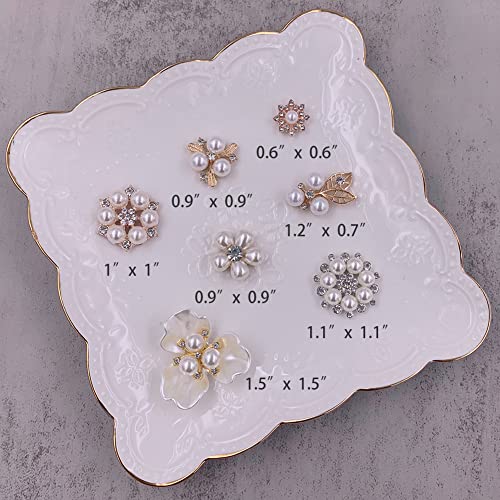 Propupy Pearl Embellishments - 21pcs Rhinestone Buttons, Brooch, Pendants for Craft, Wedding Bouquet, Jewelry Making, Clothes, Bags, Shoes Decoration - Image 2
