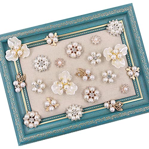 Propupy Pearl Embellishments - 21pcs Rhinestone Buttons, Brooch, Pendants for Craft, Wedding Bouquet, Jewelry Making, Clothes, Bags, Shoes Decoration - Image 1