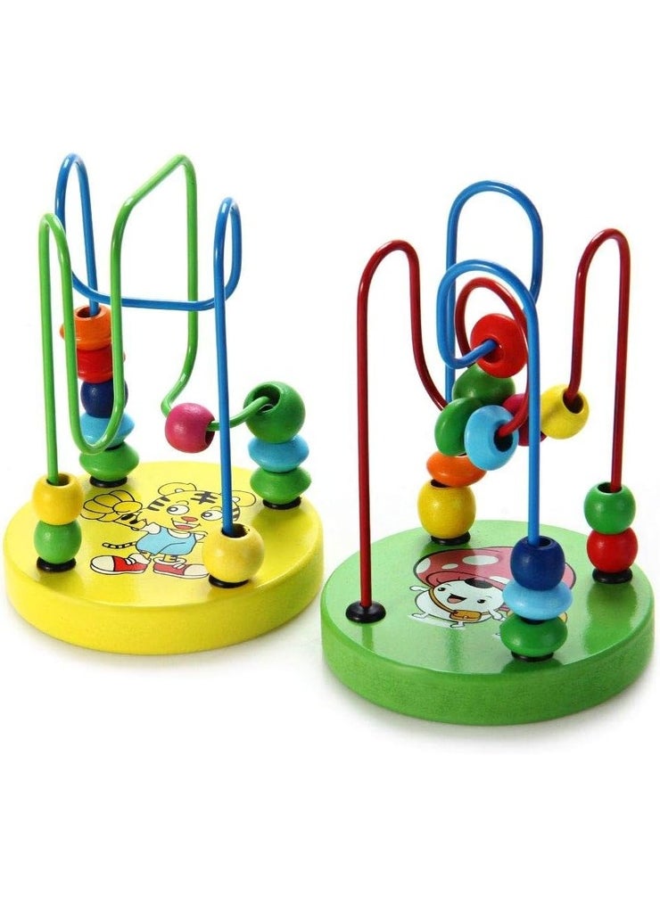 1 Piece Mini Colorful Educational Game Baby Wooden Toy Around Beads Wire Maze Assorted Patterns  - Image 2