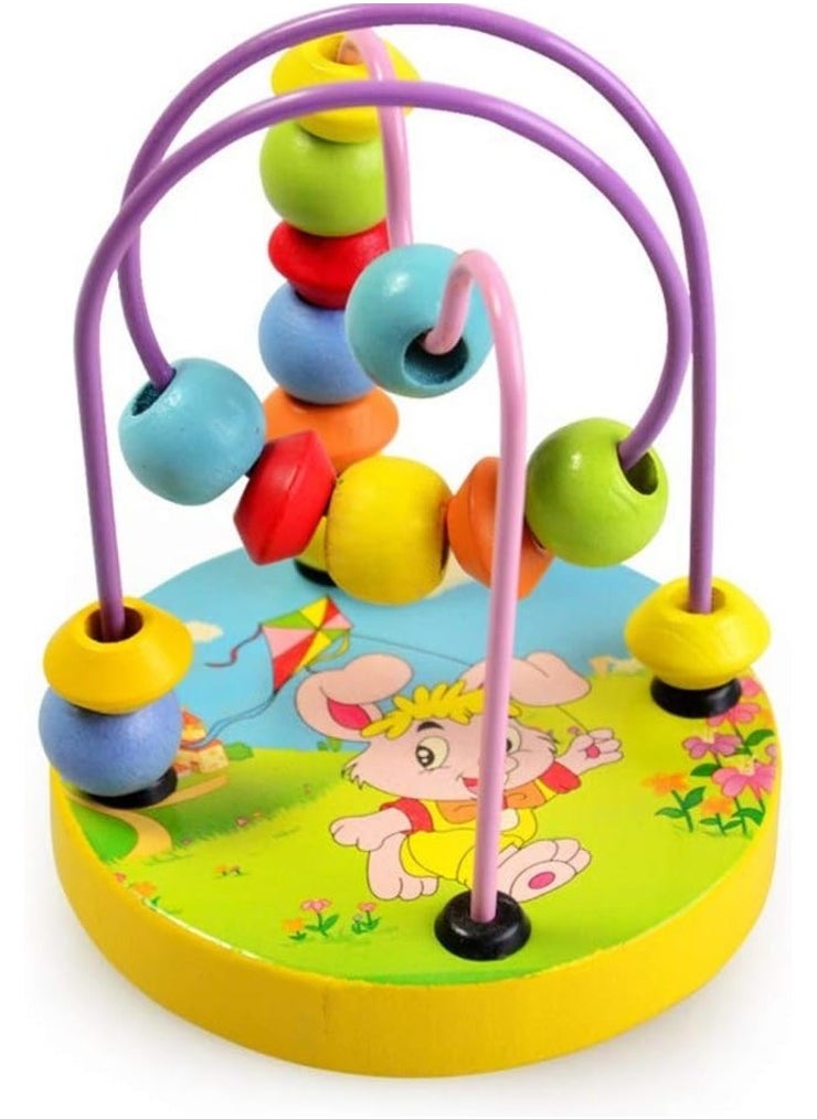 1 Piece Mini Colorful Educational Game Baby Wooden Toy Around Beads Wire Maze Assorted Patterns  - Image 1