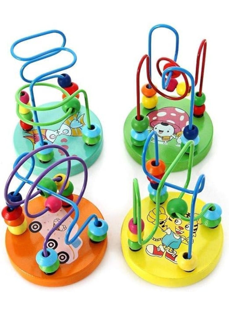 1 Piece Mini Colorful Educational Game Baby Wooden Toy Around Beads Wire Maze Assorted Patterns  - Image 3