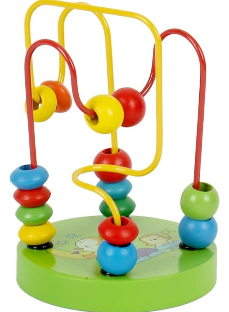 1 Piece Mini Colorful Educational Game Baby Wooden Toy Around Beads Wire Maze Assorted Patterns