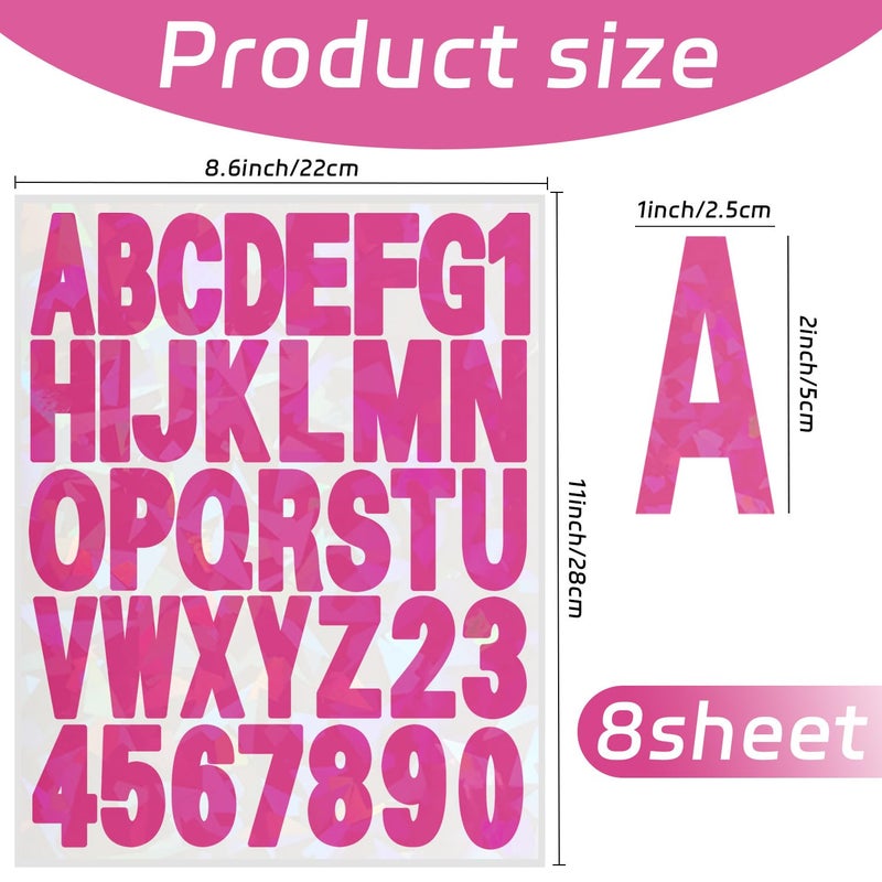 Starboling Letter Stickers,2 inch 8 Sheets Rose red Alphabet Sticker,Self Adhesive Vinyl Letter Stickers Mailbox Numbers,for Arts Crafts Outdoor Sign Poster Mailbox Sign Doors Mailboxes Car Truck - Image 2