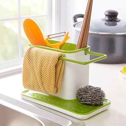 MVM Enterprise Sink AID Tidy Self Draining Sink Caddy Kitchen Sink Sponge Storage Organizer Draining Sink Caddy with Suction Cup Organizer Brush Sponge Cleaning Cloth - Image 3