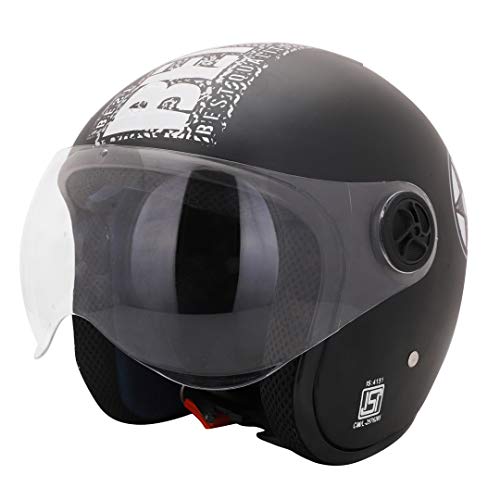 Sage Square Two Wheeler ISI Marked Guardian Cruiser Open Face Helmet for Unisex Adult (Extra - XL, Black Matte), ABS - Image 3