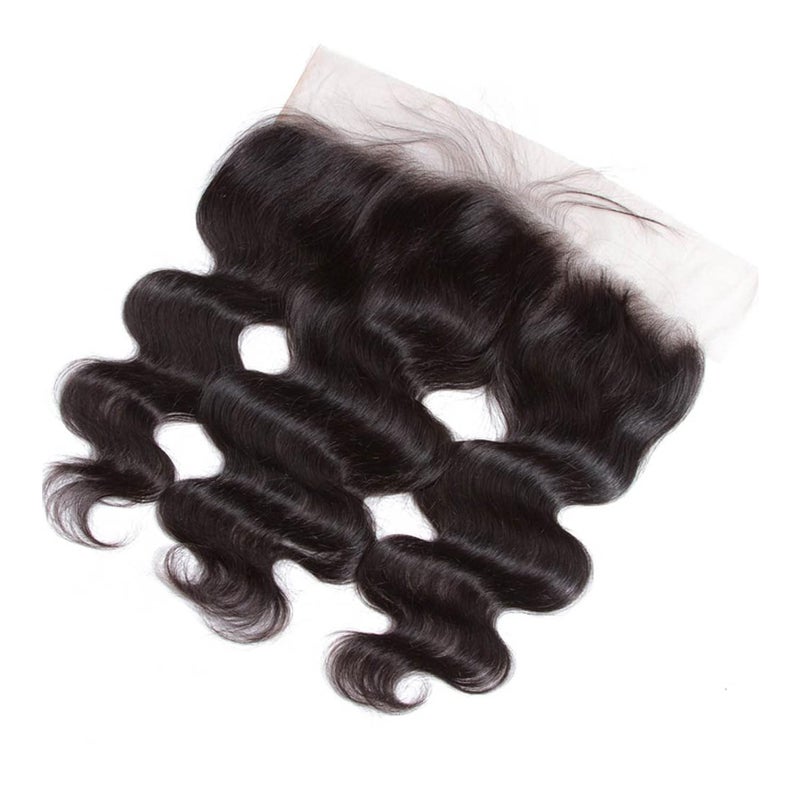 Generous 13x4 Lace Frontal Closure Body Wave Full Lace Frontal Ear to Ear Pre Plucked HD Lace Frontal Human Hair 100% Unprocessed Brazilian Virgin Hair 150% Density Remy Human Hair 14 Inch Natural Black - Image 2