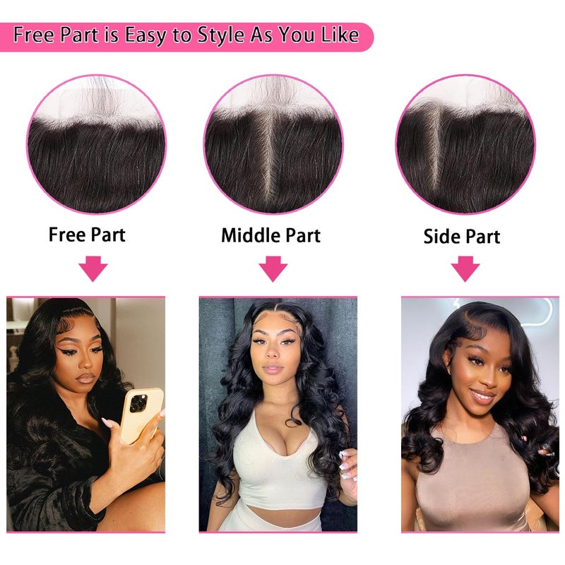 Generous 13x4 Lace Frontal Closure Body Wave Full Lace Frontal Ear to Ear Pre Plucked HD Lace Frontal Human Hair 100% Unprocessed Brazilian Virgin Hair 150% Density Remy Human Hair 14 Inch Natural Black - Image 4
