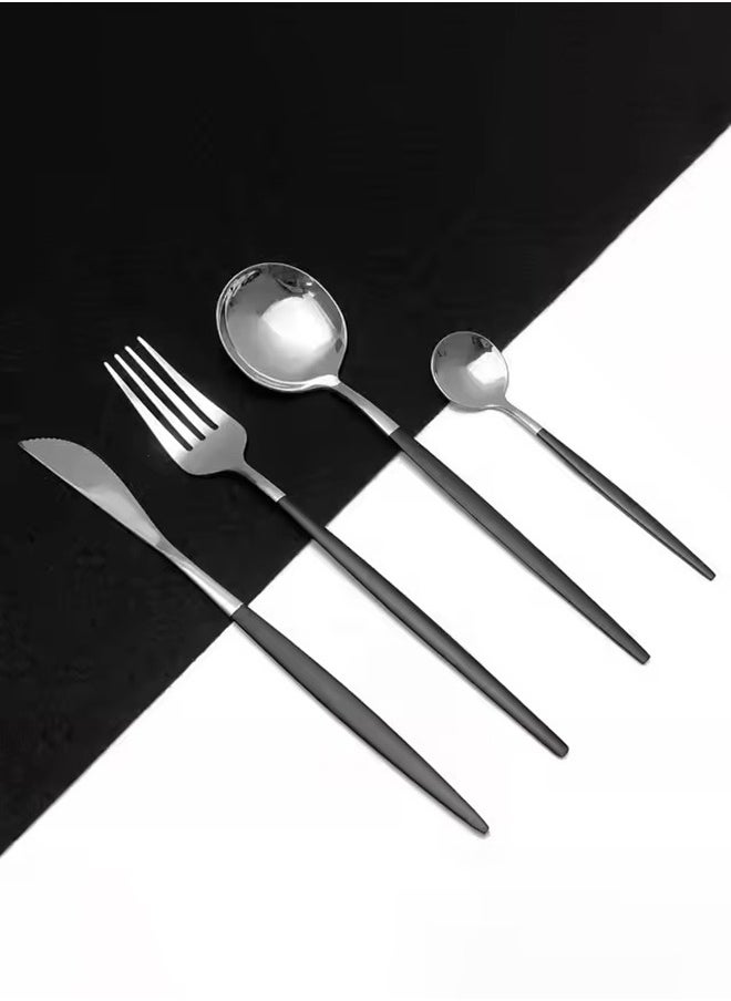 MHD 40-Piece Stainless Steel Knife Fork Spoon Full Set Silver for Home Office Restaurant Hotel Silver  - Image 4