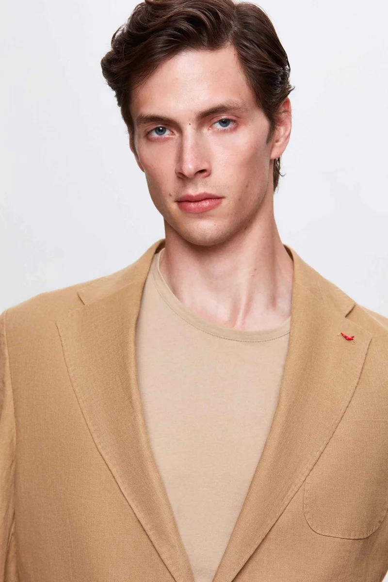 D'S DAMAT Ds Damat Regular Fit Beige Plain Fabric Jacket