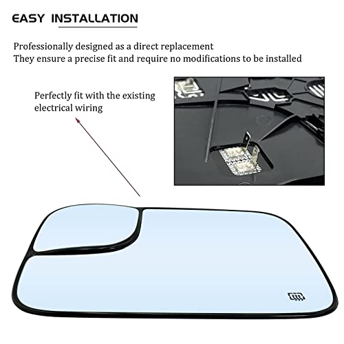 SKARUMMER Driver Left Side Blind Spot Mirror Replacement for 2005 2006 2007 2008 Dodge Ram 1500 2500 3500 Mirrors - Side View Heated Convex Mirror Glass 5161011AA - Image 4