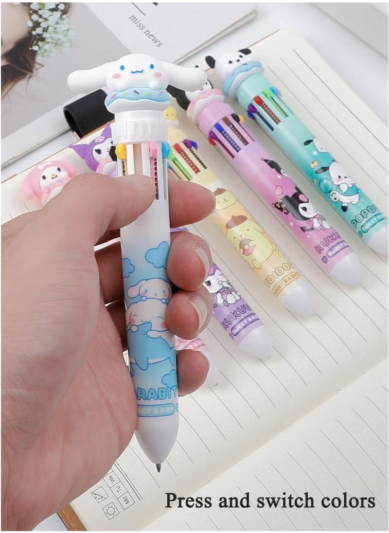 Miamia 6pcs Kitty Cat 10-in-1 Multicolor Ballpoint Pen 10-Color Retractable Ballpoint Pens for Office School Supplies Cute Stationery Students Children Gift (Pen-10 in 1 B)  - Image 3