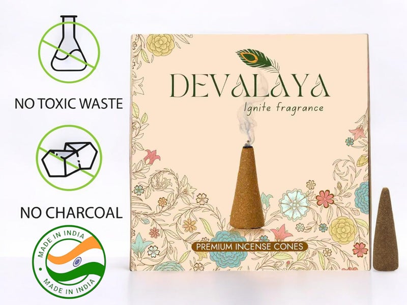 Devalaya Soothing Lavender/Symphony Rose Incense Cones (40 Cones, Pack of 2), Dry Incense, Dhoop Batti for Pooja, 100% Charcoal-Free, 25-Minute Burn Time, Eco-Friendly, 3.5 CM Length - Image 2