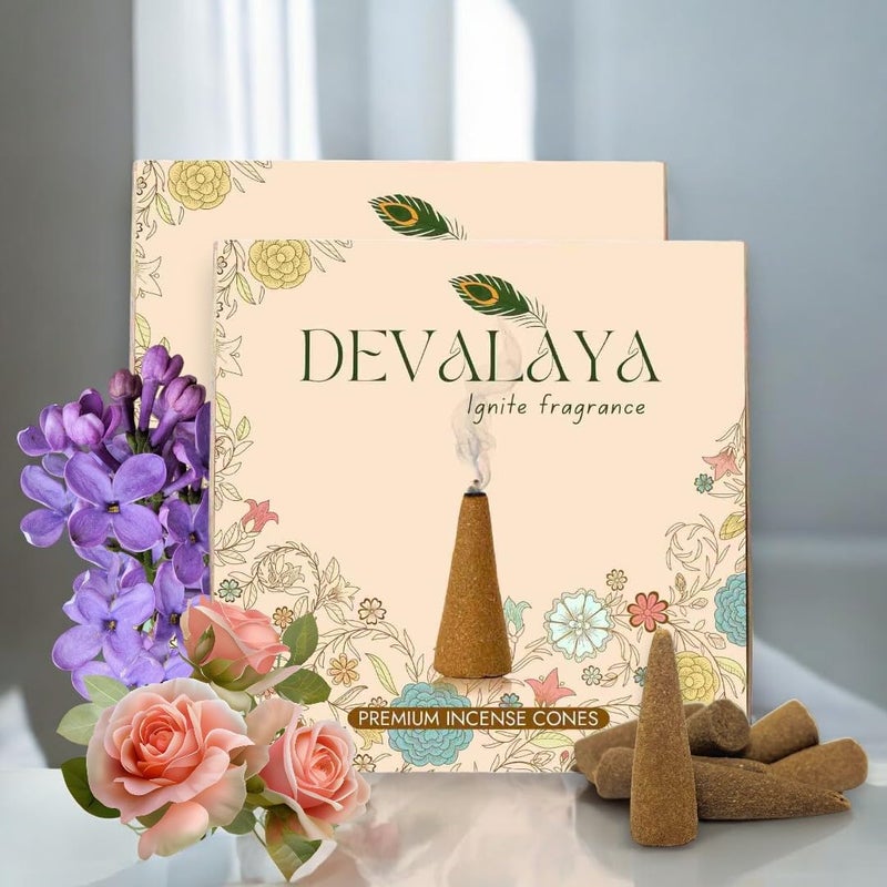 Devalaya Soothing Lavender/Symphony Rose Incense Cones (40 Cones, Pack of 2), Dry Incense, Dhoop Batti for Pooja, 100% Charcoal-Free, 25-Minute Burn Time, Eco-Friendly, 3.5 CM Length - Image 5