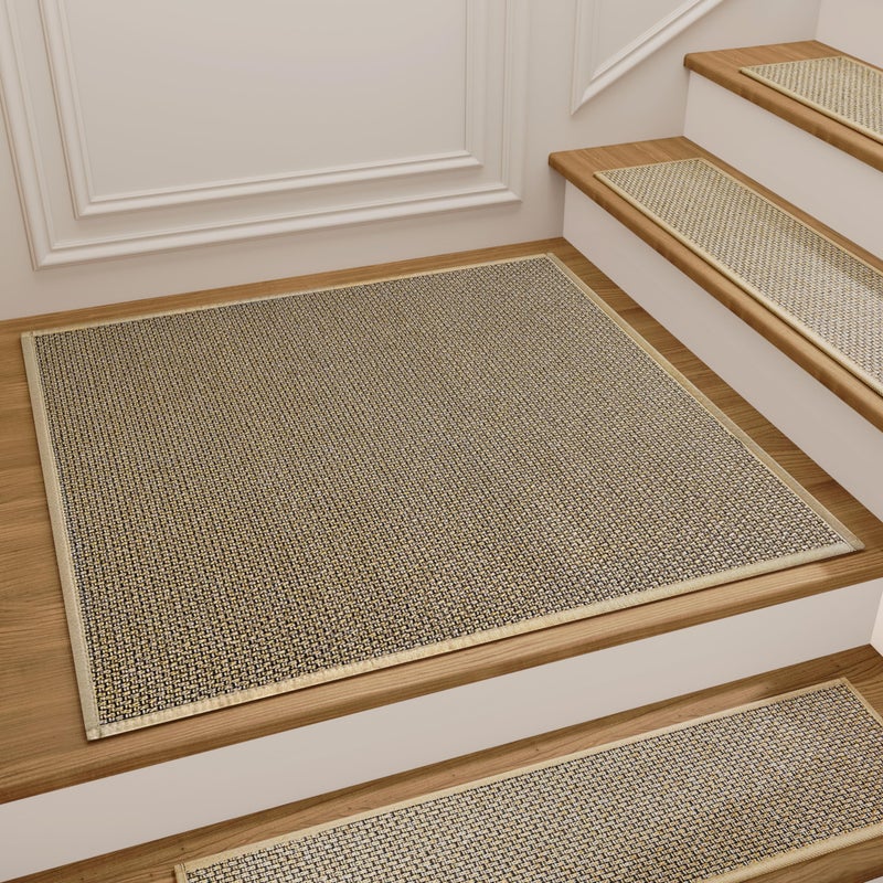Stair Treads Carpet for Wooden Steps Non Slip Landing Mat Rug Whit Rubber Backing Polyester Soft Stairs Resistant Indoor Skid Runner Safety Rugs for Family Absorbent Washable 31 x 31 Brown