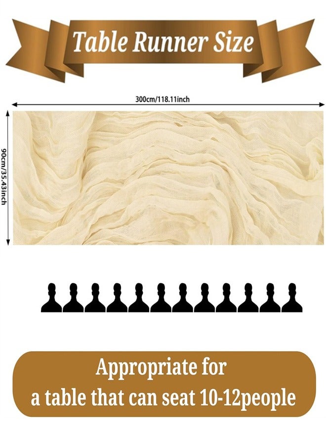 مفرش مائدة من قماش الجبن 35 × 118 بوصة مفرش مائدة من قماش الجبن الشاش مفرش مائدة من قماش الجبن مفرش مائدة ريفي لحفل زفاف طفل رضيع حفل زفاف عيد ميلاد عيد ميلاد - Image 3