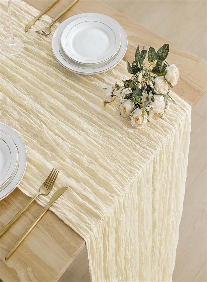 Cheesecloth Table Runner 35x118 inch Boho Gauze Table Runner Cheese Cloth Table Runner Rustic Runner for Wedding Baby Bridal Shower Birthday Party Decorations  - Image 1
