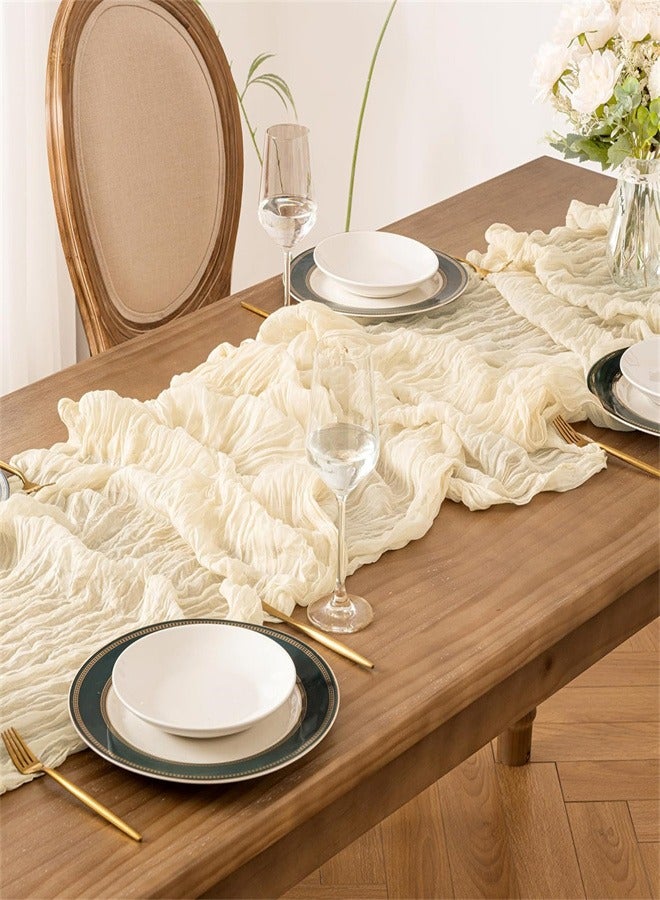 Cheesecloth Table Runner 35x118 inch Boho Gauze Table Runner Cheese Cloth Table Runner Rustic Runner for Wedding Baby Bridal Shower Birthday Party Decorations  - Image 5