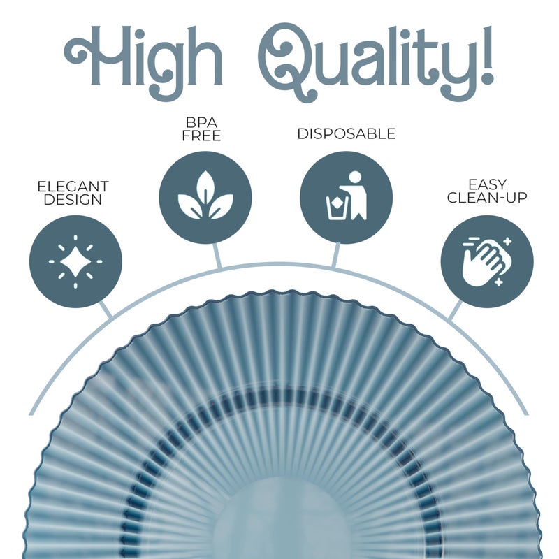 Exquisite 80 Piece Plastic Disposable Plates Set For 40 Guests I 40 X 9 Inch & 40 X 11 Inch Disposable Plastic Plates | Color: Blue | Great for Weddings Parties And Formal Occasions - Image 4