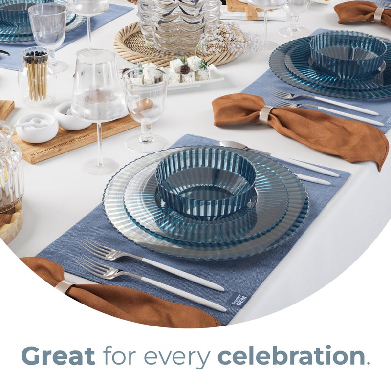 Exquisite 80 Piece Plastic Disposable Plates Set For 40 Guests I 40 X 9 Inch & 40 X 11 Inch Disposable Plastic Plates | Color: Blue | Great for Weddings Parties And Formal Occasions - Image 5