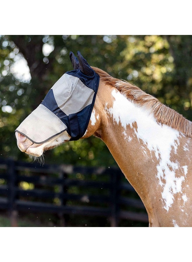 هورز قناع هورز للحماية من ذباب الخيل مع غطاء للأنف والأذنين | شبكة دقيقة متينة مع حماية من الأشعة فوق البنفسجية - بني فاتح/أسود - حصان - Image 3