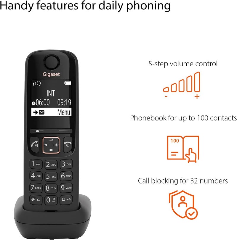 Gigaset A694HX - Cordless DECT Telephone - Additional Handset - High Contrast Display - Great Audio Quality, Black [UK Version] [Without Base] - Image 2