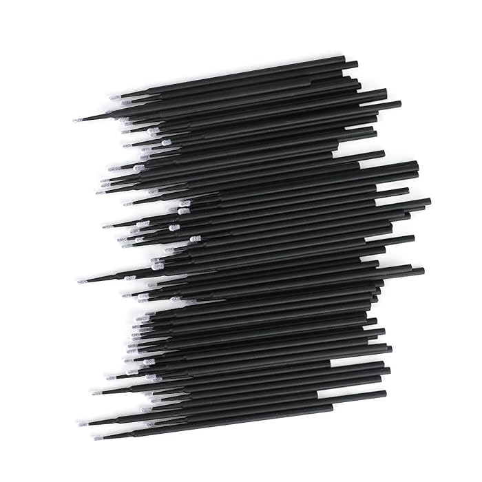 BBC 100 Micro Applicators Brushes Mini Cotton Swabs Remove Grafted Eyelash Glue Dedicated Brush Disposable Microswabs for Eyelash Extensions (BLACK) - Image 4
