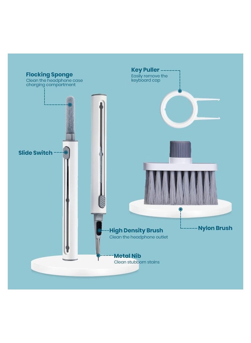 أدوات تنظيف 5 في 1 مع فرشاة ناعمة وأداة سحب للمفاتيح لتنظيف لوحات المفاتيح وقلم تنظيف مع إسفنجة متدفقة لتنظيف سماعات الأذن - Image 1