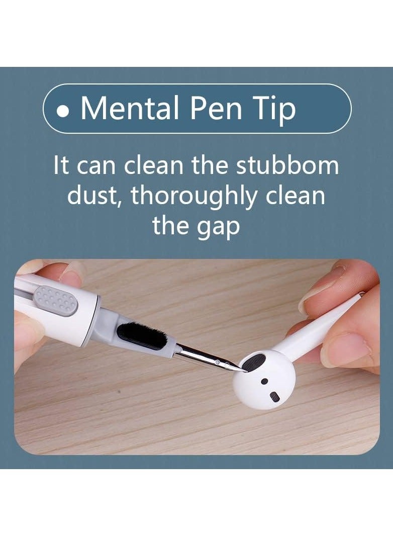 أدوات تنظيف 5 في 1 مع فرشاة ناعمة وأداة سحب للمفاتيح لتنظيف لوحات المفاتيح وقلم تنظيف مع إسفنجة متدفقة لتنظيف سماعات الأذن - Image 4