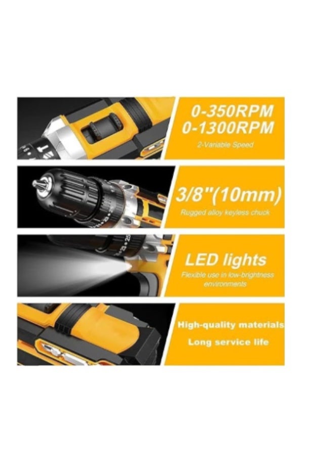 دينكس مثقاب كهربائي DX2588، 21 فولت، 2300 دورة في الدقيقة، بطارية ليثيوم 3C 1300، 3 أوضاع (مثقاب، مفك براغي، صدمات)، مدة الشحن 3-4 ساعات - Image 2