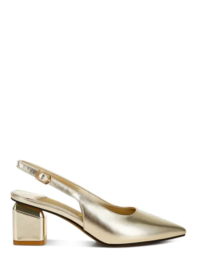 London Rag Metallic Faux Leather Slingback Sandals in Gold