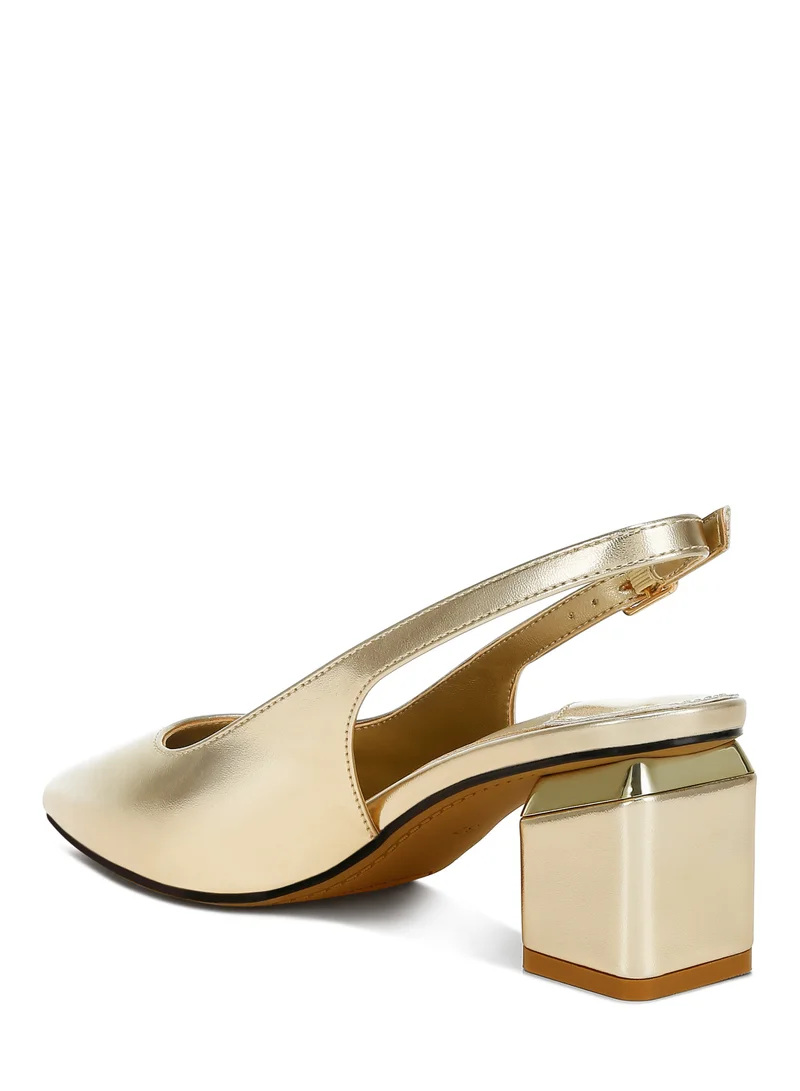 London Rag Metallic Faux Leather Slingback Sandals in Gold